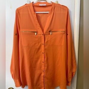 Calvin Klein Orange Blouse Size M